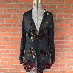 Citron Black Jacket With Burnt Velvet Design Sze S